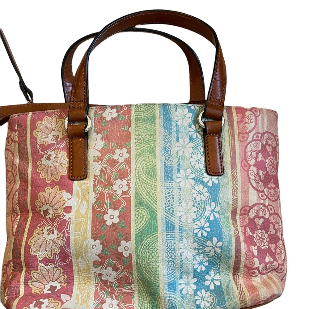 Leather Fossil Floral Handbag-Vintage
